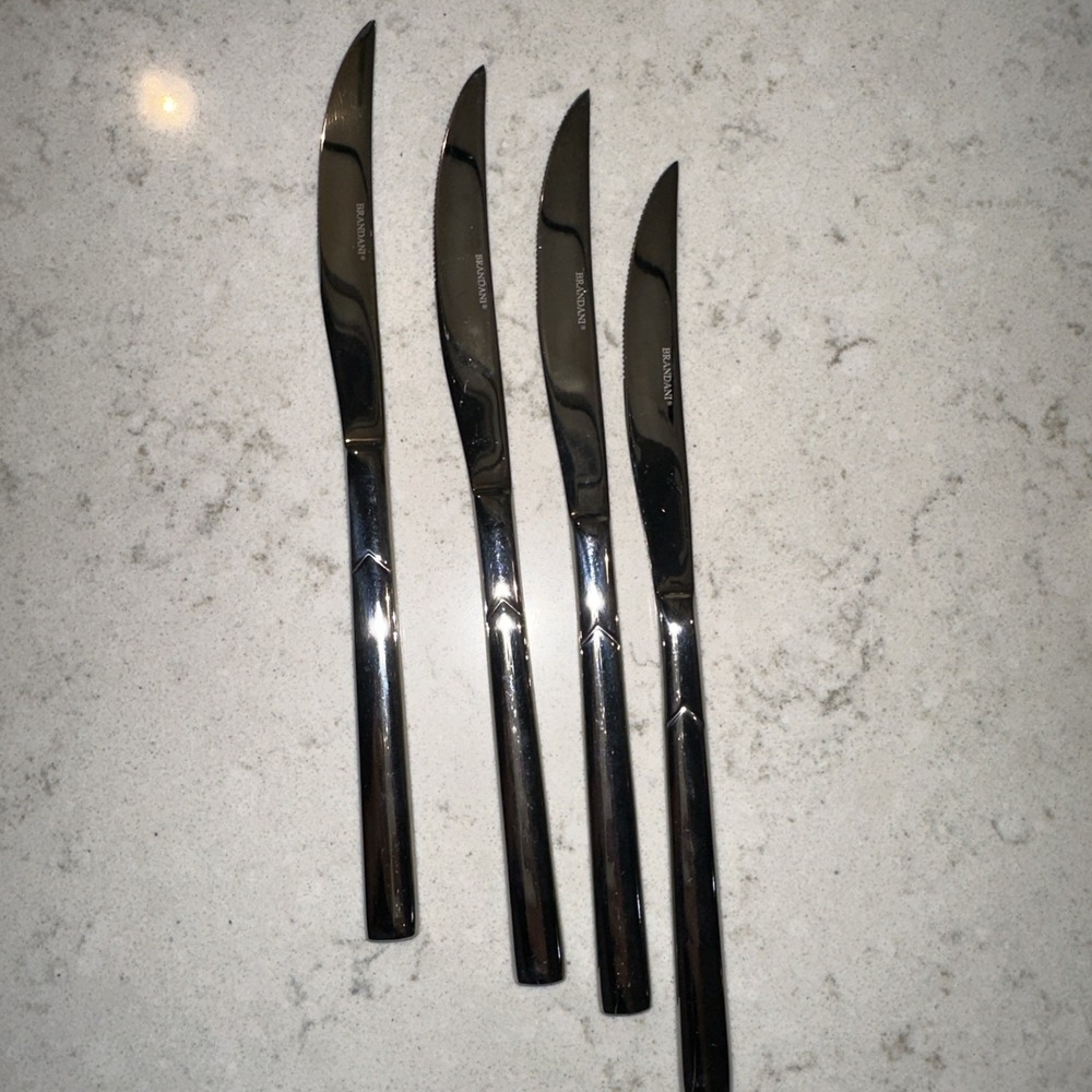BRANDANI Steak Knives Stainless Steel Set Of 4 Inox Italian Style Serrated Silve